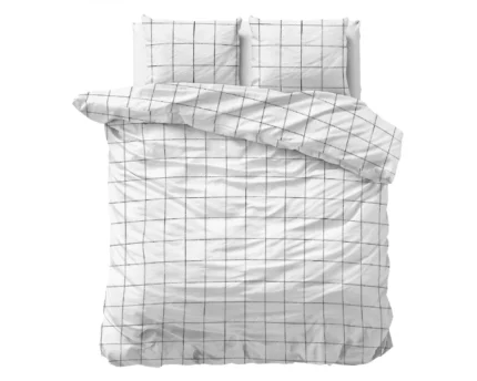Deep check duvet cover - White