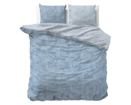 Flannel Washed Cotton duvet cover - Blue