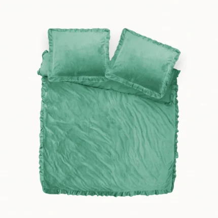 Velvet Ruffles duvet cover - Granite Green